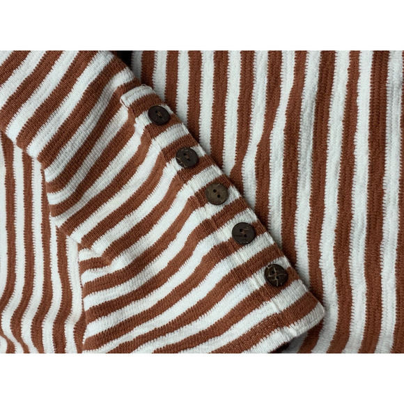 J. Jill Women's Pullover 3/4 Sleeve Square Neck Brown/Cream Striped Top XL - Picture 7 of 8